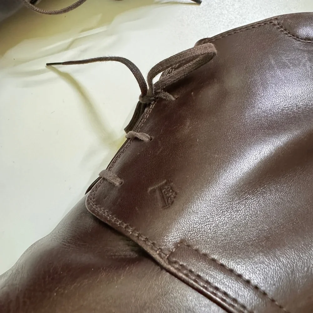 Tod's Chukka Boots Size 11.5 Dark Brown Leather Lace Up Italian Ankle Boots Men